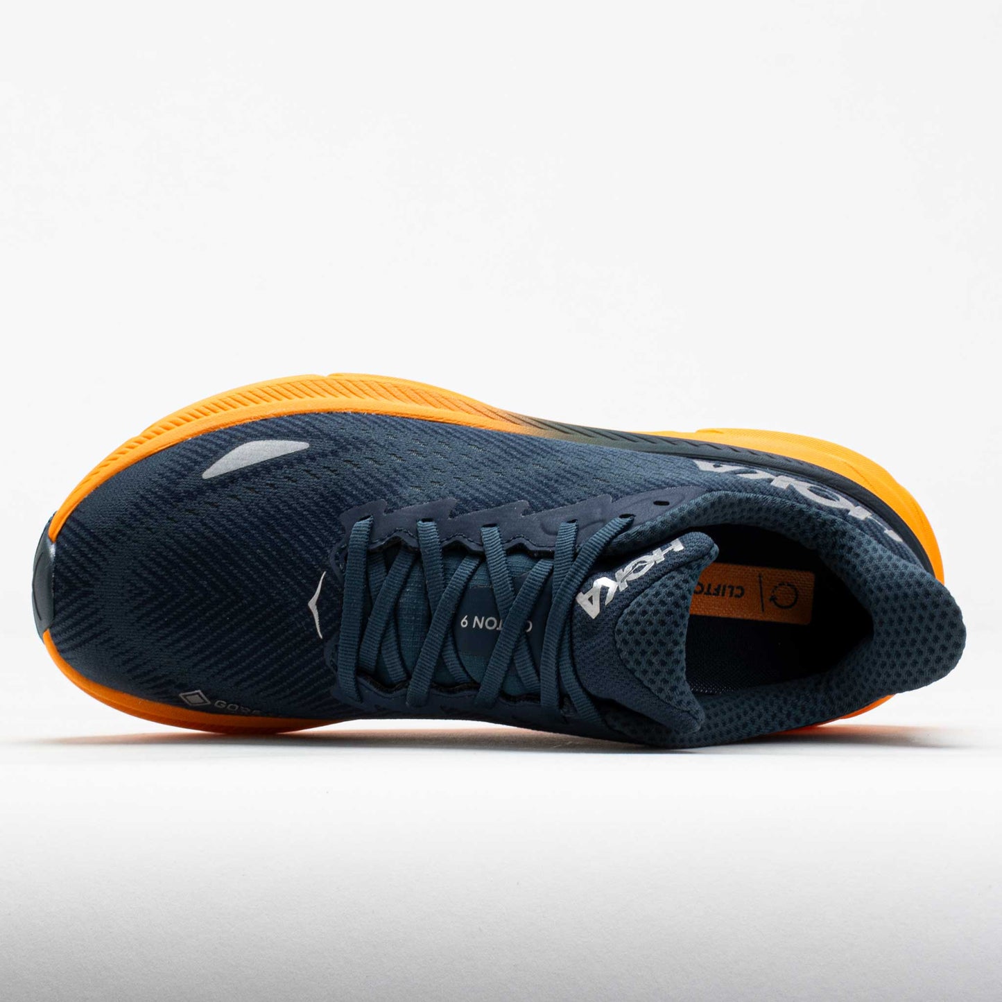 Clifton 9 GTX Men's Stormy Skies/Orange Zest