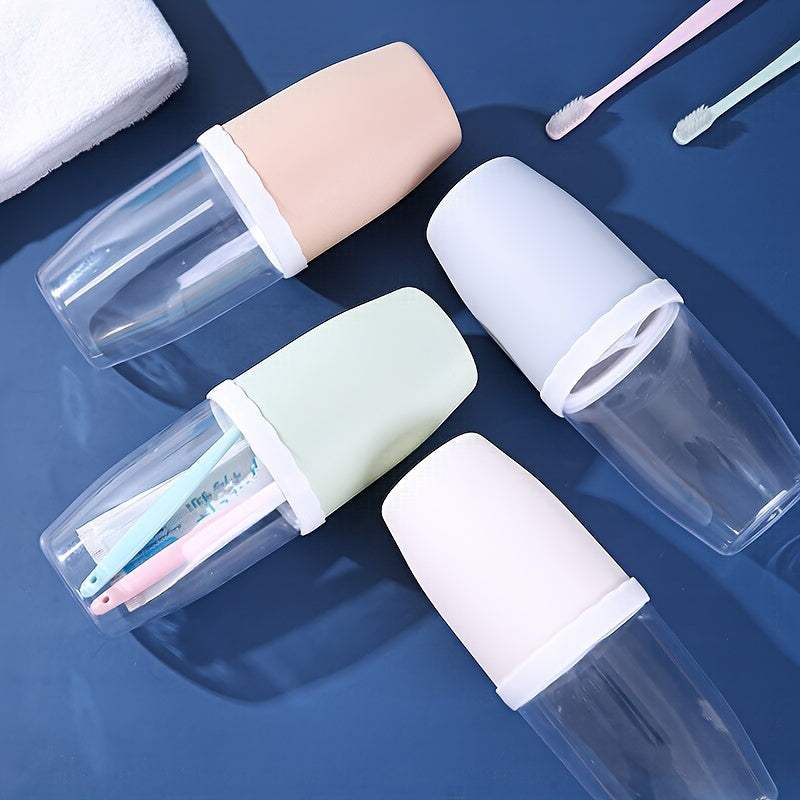 1pc Chic Couples Matching Mouthwash Cup Set with Leak-proof Lids - Perfect for Home & Travel, Compact Toothbrush Holder for Hassle-free Organization
