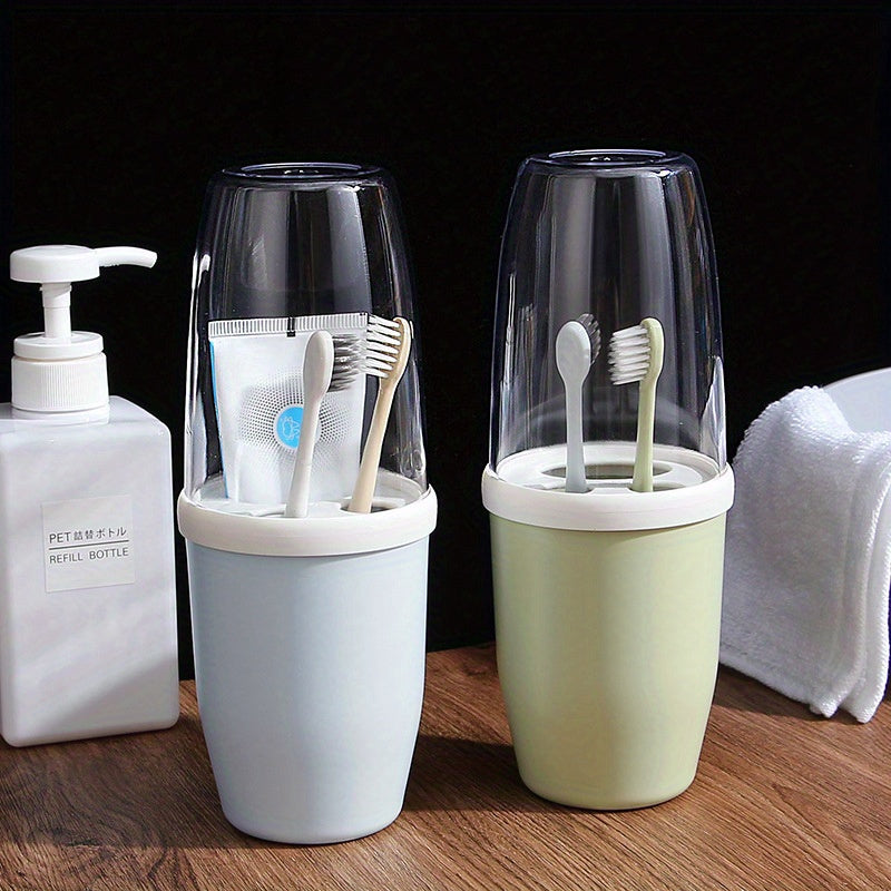 1pc Chic Couples Matching Mouthwash Cup Set with Leak-proof Lids - Perfect for Home & Travel, Compact Toothbrush Holder for Hassle-free Organization