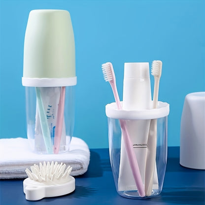 1pc Chic Couples Matching Mouthwash Cup Set with Leak-proof Lids - Perfect for Home & Travel, Compact Toothbrush Holder for Hassle-free Organization