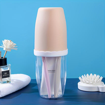 1pc Chic Couples Matching Mouthwash Cup Set with Leak-proof Lids - Perfect for Home & Travel, Compact Toothbrush Holder for Hassle-free Organization