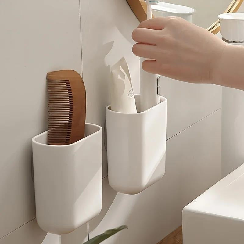 3pcs bathroom toothbrush holder, wall-mounted toothbrush storage rack, bathroom storage rack, bathroom multi-functional storage box, bathroom supplies