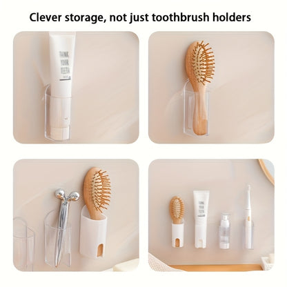Set of 2 Self-Sticking Toothbrush Holders | No Tools Required for Wall Installation & Space-Saving Design - Ideal for Bathroom\u002FShower Storage (White), Great for Holiday Gift Wrapping, Storage, Gift Presentation, Suitable for All Seasons
