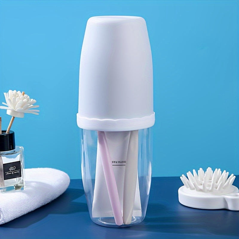 1pc Chic Couples Matching Mouthwash Cup Set with Leak-proof Lids - Perfect for Home & Travel, Compact Toothbrush Holder for Hassle-free Organization