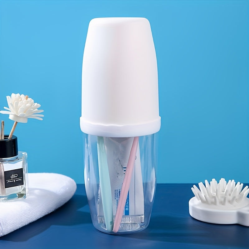 1pc Chic Couples Matching Mouthwash Cup Set with Leak-proof Lids - Perfect for Home & Travel, Compact Toothbrush Holder for Hassle-free Organization