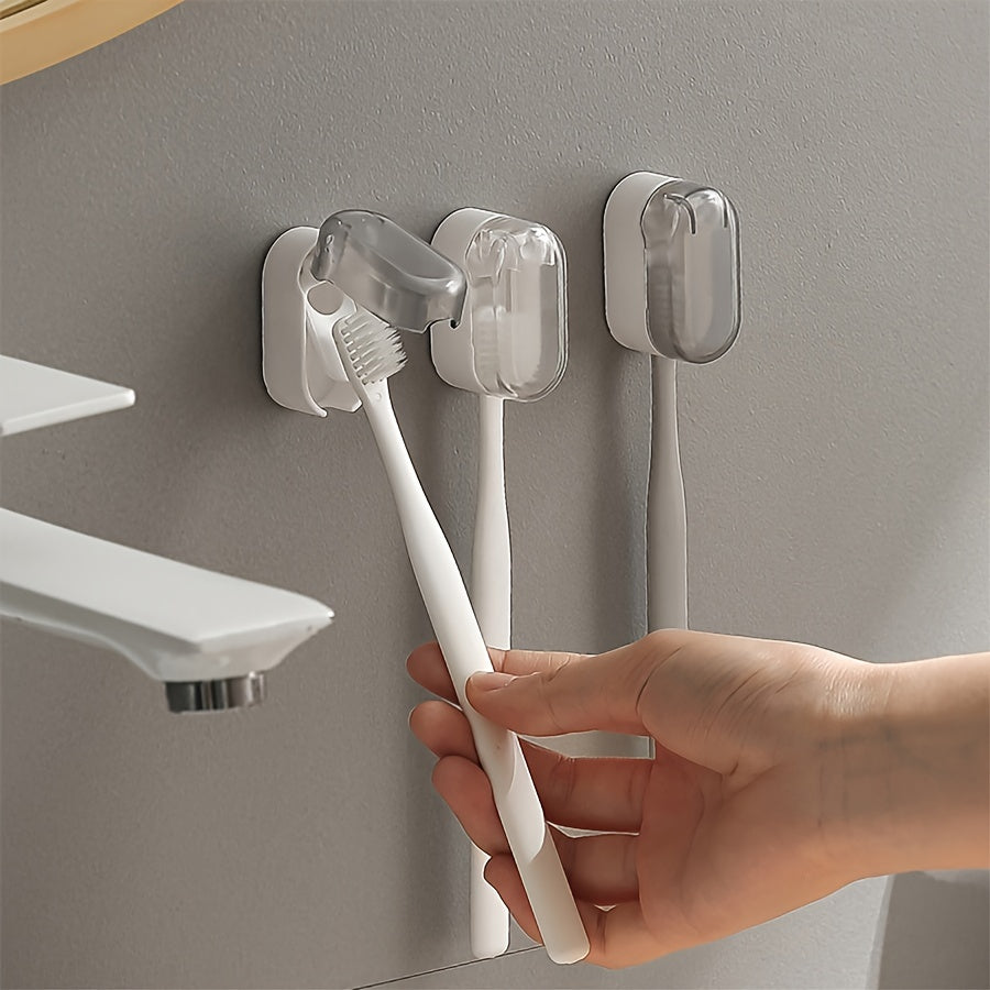 2pcs Sleek White Wall-Mounted Toothbrush Holder with Dust Covers - Easy Install, No-Drill Setup, Travel-Friendly Design, Fragrance-Free, Ideal for Electric & Manual Brushes, Toothbrush And Toothpaste Holder